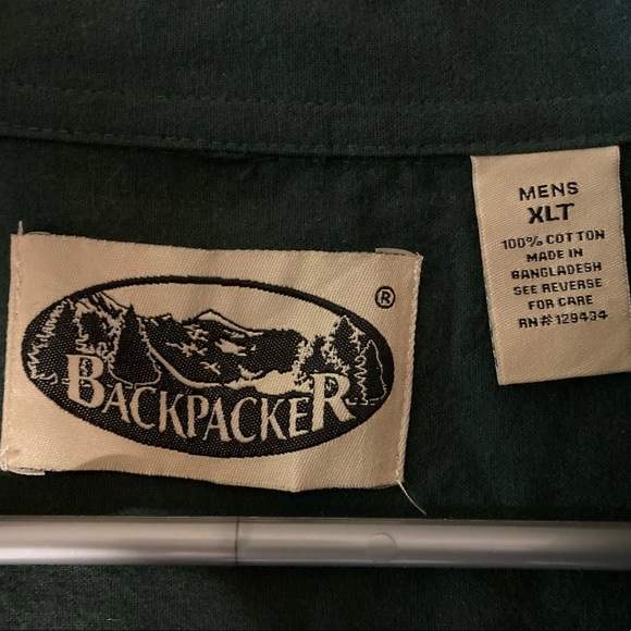 Vintage Casual Button Down Dark Green Flannel Backpacker Men’s XLT Outdoorsy 🏕 - Picture 5 of 5